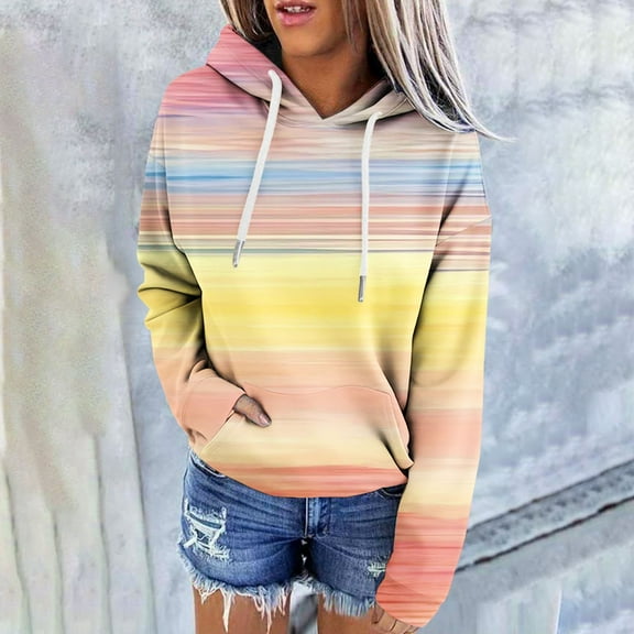 Fnnxeal Womens Sweatshirts Grahpic Long Sleeve Loose Spring Fall Casual Hoodies Orange Sweatshirts for Women Size M