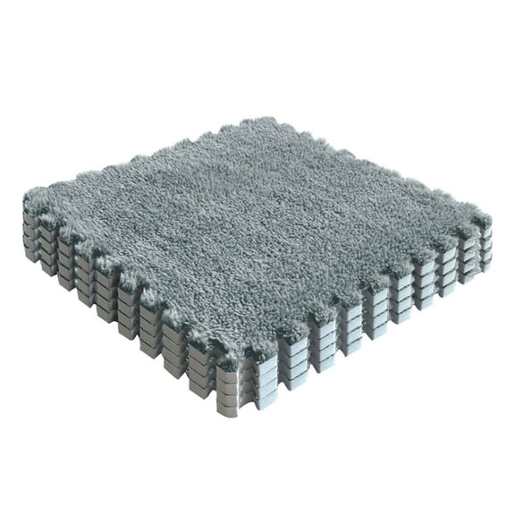 Fnochy 0.23" Thickened Interlocking Carpet, Shaggy Soft EVA Foam Mats Fluffy Area Rugs, Protective Floor Tiles Exercise Play Mat for Children Kids Room Home Parlor Bedroom (4 pcs, 11.8"x11.8")