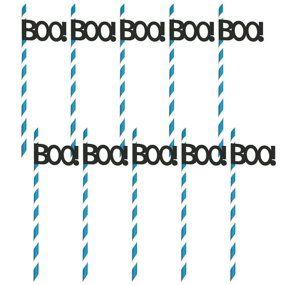 Fnochy 10 Counts Halloween Paper Straws, Black White Orange Purple Biodegradable Party Drinking Straws with Stripe, Wave, Bats, Spider Design Black of Friday Deals 2024