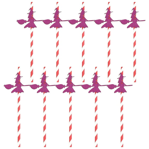 Fnochy 10 Counts Halloween Paper Straws, Black White Orange Purple Biodegradable Party Drinking Straws with Stripe, Wave, Bats, Spider Design Black of Friday Deals 2024
