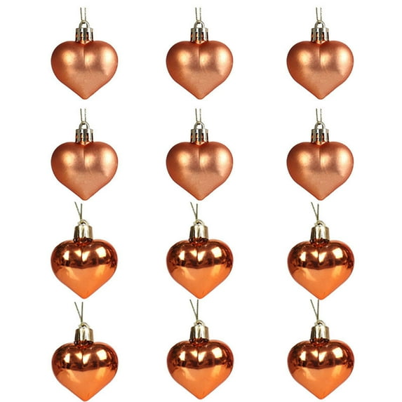 Fnochy 12 Pcs Valentine's Day Heart Shaped Ornaments, Valentines Heart Decorations, Red Pink Silver Glitter Heart Shaped Baubles, Romantic Christmas Valentine's Day Tree Hanging Decorations (1.96")