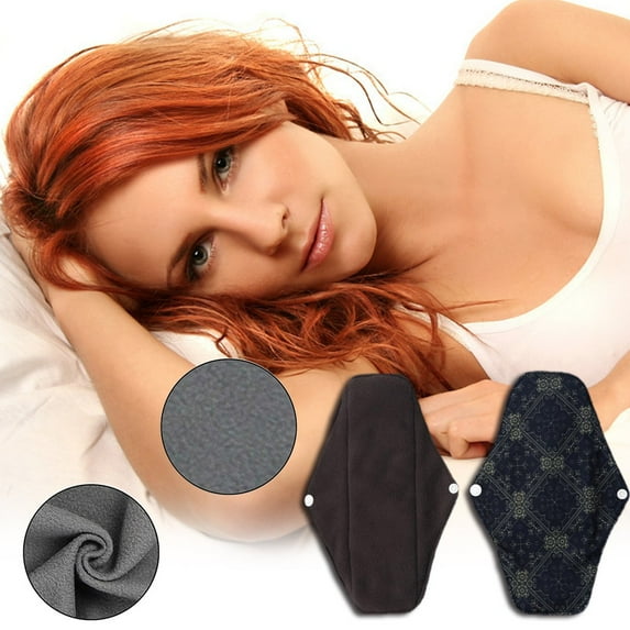 Fnochy 1PC Reusable Sanitary Pads, Charcoal Fiber Menstrual Cloth Pads, Leakproof Washable Feminine Pads, Eco-Friendly High Absorption, Comfortable & Soft for Daily Use