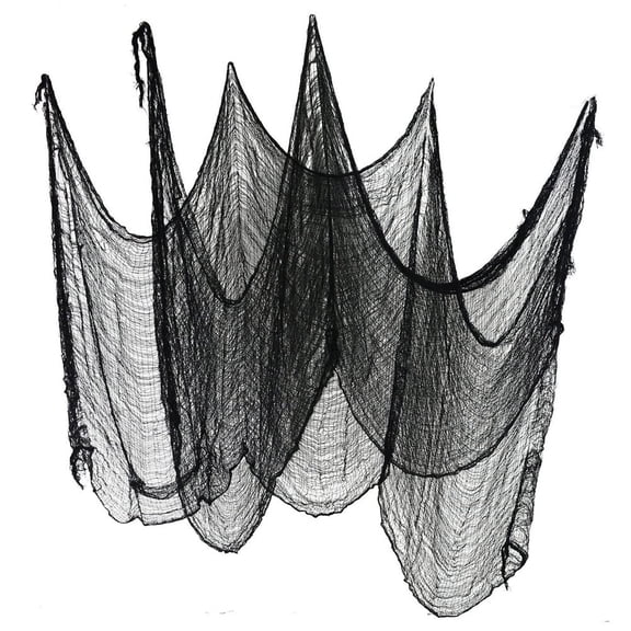 Fnochy 2 Pcs Halloween Creepy Cloth Spooky Fabric, Cloth Loose Weave Gauze Freaky Cheesecloth, for Haunted Halloween Party Decoration (30 Inch x 72 Inch, Black) Clearance