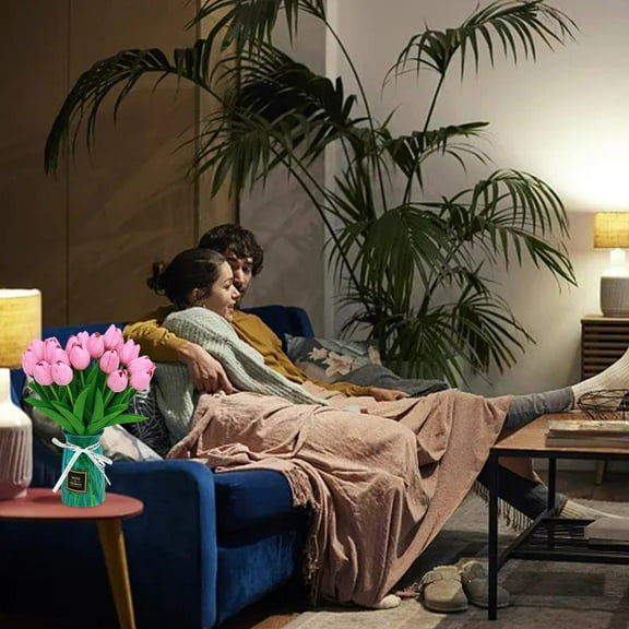 Fnochy 20 Pcs Artificial Flowers, Fake Flowers Artificial, Tulips Potted Plants Bouquet for Wedding Floral Arrangement Party Decor