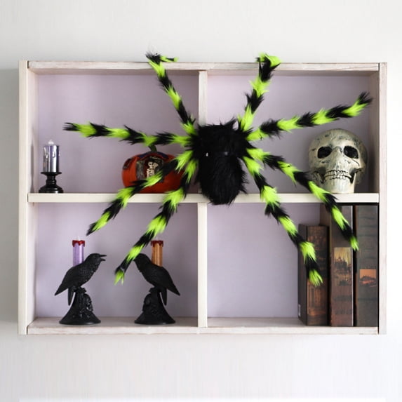 Fnochy 29.5" Halloween Spider Giant Spider with Red Eyes Colorful Hairy, Scary Halloween Spider Decorations for Indoor, Outdoor (Yellow) Clearance