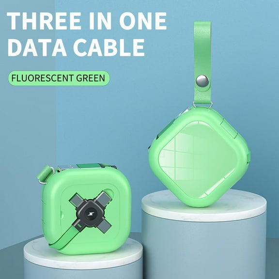 Fnochy 3-in-1 Retractable Charging Cable for Android, Type-C, iPhone | Fast Charging, Portable Design, Durable Copper Wire, Kink-Free, Hands-Free Convenience, Smart Night Light Indicator