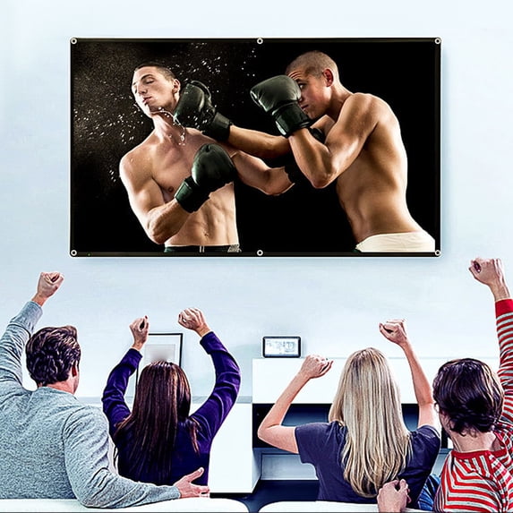 Fnochy 60 Inch Metal Curtain Projection Screen, Washable Foldable Portable 16:9 HD Projector Screen for Home Theater Indoor Outdoor Movies, Light-Resistant 1080P Clear Imaging, Includes 16 Hooks