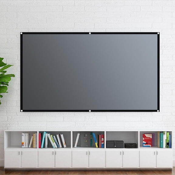 Fnochy 60 Inch Metal Curtain Projection Screen, Washable Foldable Portable 16:9 HD Projector Screen for Home Theater Indoor Outdoor Movies, Light-Resistant 1080P Clear Imaging, Includes 16 Hooks