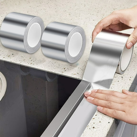 Fnochy Aluminum Foil Tape, Self Adhesive Caulk Strip, Waterproof Repair Duct Tape for Kitchen, Bathroom, Sink, and Shower Sealing - Easy Install, Durable, Mess-Free Solution for Home Repairs