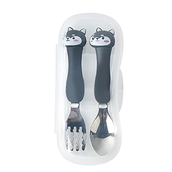 Fnochy Baby Toddler Feeding Bowl Suction Spoon Set, Portable Stainless Steel Utensils, Eco-Friendly Non-Toxic Design, Easy Clean Dishwasher Safe, Travel Camping Home Use
