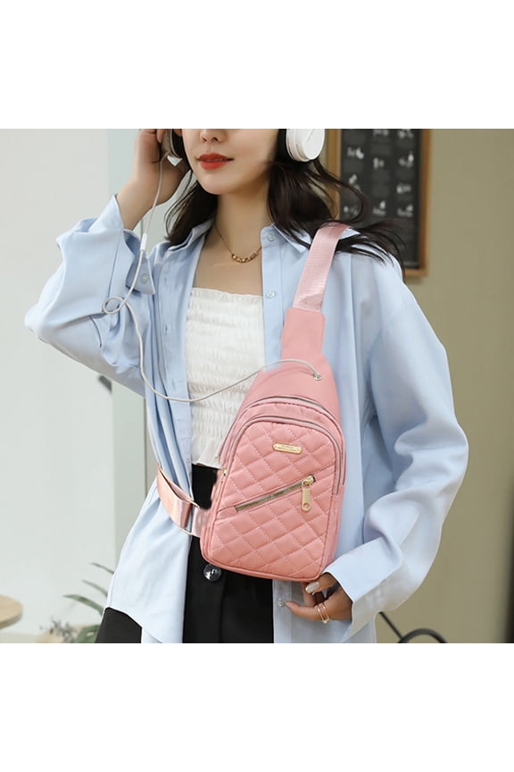 Back to School Sling Bag For Women Men, Crossbody Shoulder Tote Blet Bags Backpack, Fanny Pack Travel Purse, Waterproof, Oxford cloth, Pink