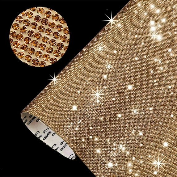 Fnochy Bling Bling Rhinestone Sheet Rhinestones Sticker DIY Car Decoration Sticker Self Adhesive Glitter Rhinestones Crystal Gem Stickers for Car Decoration, 7.9 x 4.7 Inch (Yellow)