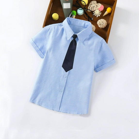 Fnochy Boys' Expandable Collar Button Down Dress Shirt with Long Sleeves (Standard & Husky)