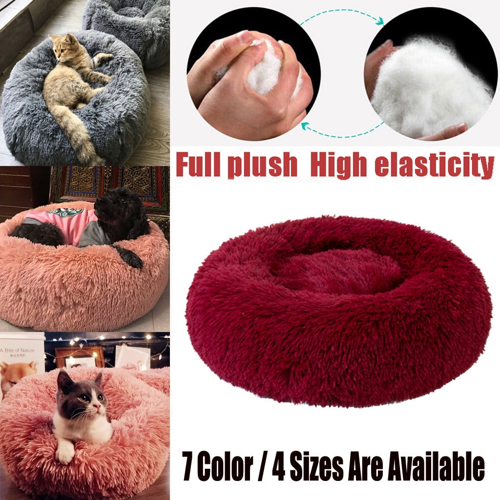 Fnochy Calming Donut Dog Bed, Round Fluffy Dog Beds for Large Dogs, AntiAnxiety Plush Dog Bed