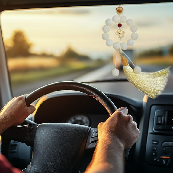 Fnochy Car Pendant Accessories for Men Women, Handwoven Car Mirror Hanging Decor, Unique Texture Exquisite Craftsmanship, Vehicle Interior Decoration Gift