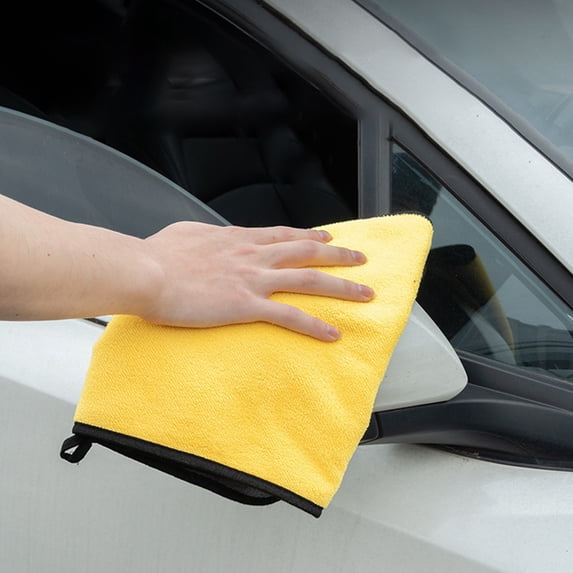 Fnochy Car Wash Towel - Fine Fiber Coral Velvet Cleaning Cloth, Double-Sided Design, Thickened and Absorbent for Car Cleaning, Quick-Drying, Lint-Free Automotive Care Towel, 12x12in