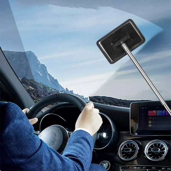 Fnochy Car Windshield Cleaning Brush, Retractable Interior Glass Cleaner with Microfiber Pads, Defogging and Dust Removal Tool for Car Windows
