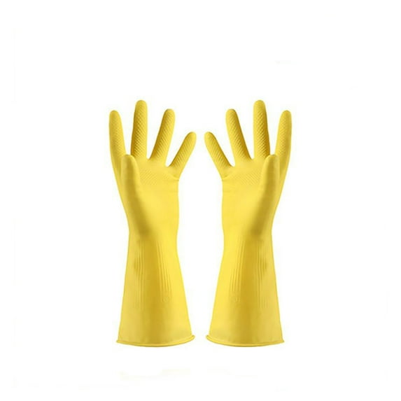 Fnochy Chemical Resistant Latex Gloves,Cleaning Protective Safety Work Heavy Duty Rubber Gloves, S-M-L Size, Yellow 1 Pair