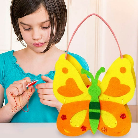 Fnochy Children Sewing Kit DIY Craft Bag Non-Woven Fabric Educational Creative Fun Gift for Kids Complete Material Set with Instructions