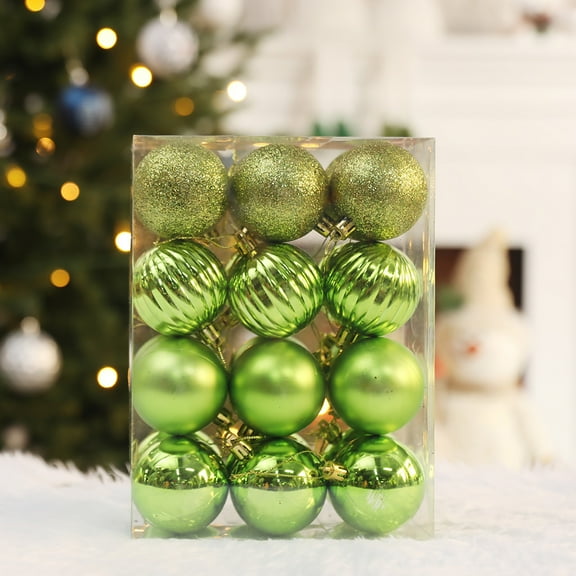 Fnochy Christmas Ball Ornaments, 24 Pcs Pre-Strung Xmas Tree Decorations, Holiday Hanging Balls 1.57"