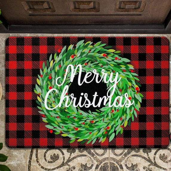 Fnochy Christmas Door Mat, Xmas Merry Christmas Mat Non-Slip and Washable Winter Doormat, Rubber Back Funny Cartoon Character Door Mat Rugs for Indoor Outdoor, Black Friday , 16 x 24 in