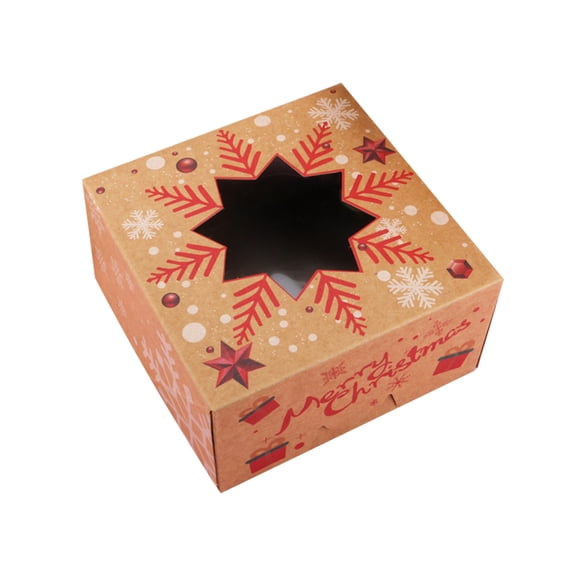Fnochy Christmas Snack Gift Box, Holiday Packaging, Festive Cake Box, Food-Grade Cardboard, Perfect for Treats - 4 Styles, Easy to Fold, Ideal for Parties! Clearance