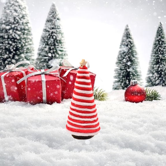 Fnochy Christmas Table Decorations Mini Trees, Christmas Yarn Cone Pedestal Trees with Small Star Topper Red and White Trees, for Rustic Indoor Room Kitchen Home Tiered Tray Decor (Red) Clearance