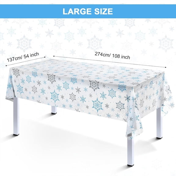 Fnochy Christmas Tablecloths Disposable Plastic, Festive Holiday Decor, Snowflake Design, Waterproof & Durable, Perfect for Parties & Gatherings Clearance