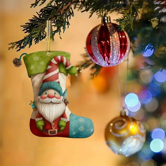 Fnochy Christmas Tree Stocking Christmas Traditional Gnome, Print Stockings with Super Soft Plush Cuff, for Stairs Fireplace Hanging Xmas Home Decor