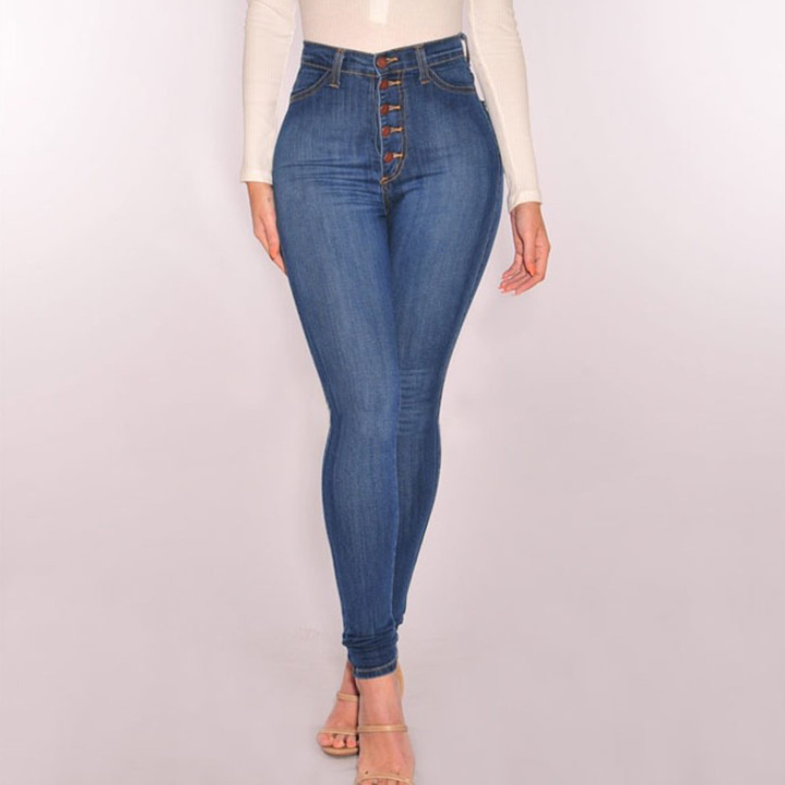 Fnochy Classic Denim Leggings Jeggings for Women with Real Back Pockets High Waisted Stretch Jeans Walmart