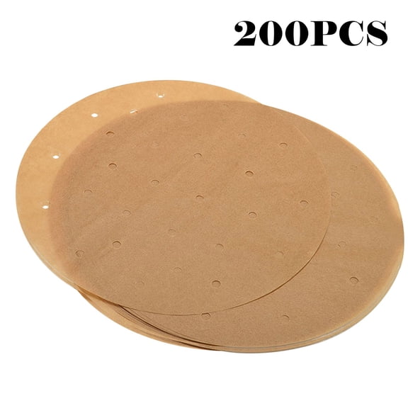 Fnochy Clearance 200PCS Oil Absorbing Sheets for Fryer Steamer Basket, Non-Stick Perforated Parchment Paper with Quick Steam Circulation, Food-Grade Greaseproof Cooking Paper