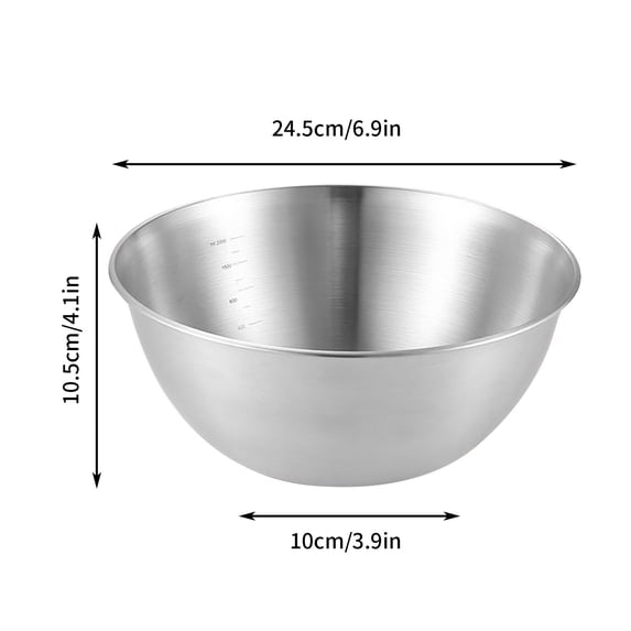 Fnochy Clearance Heavy Duty Stainless Steel Mixing Bowls Set, Multi-Functional Large Basin for Cooking, Baking, Food Prep, Camping, BBQ, Durable & Easy Clean Kitchen Essentials-2200ml