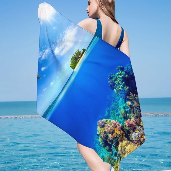 Fnochy Clearance Oversized Beach Towel Super Lightweight Sandproof Microfiber - Quick Dry Travel Towel for Pool, Swimming, Camping & Outdoor Activities