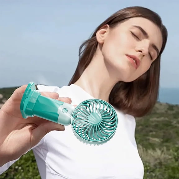 Fnochy Clearance Portable Mini Desk Fan 3-Speed Adjustable USB Rechargeable Handheld Desktop Fan with Detachable Base Quiet Cooling for Home Office Outdoor