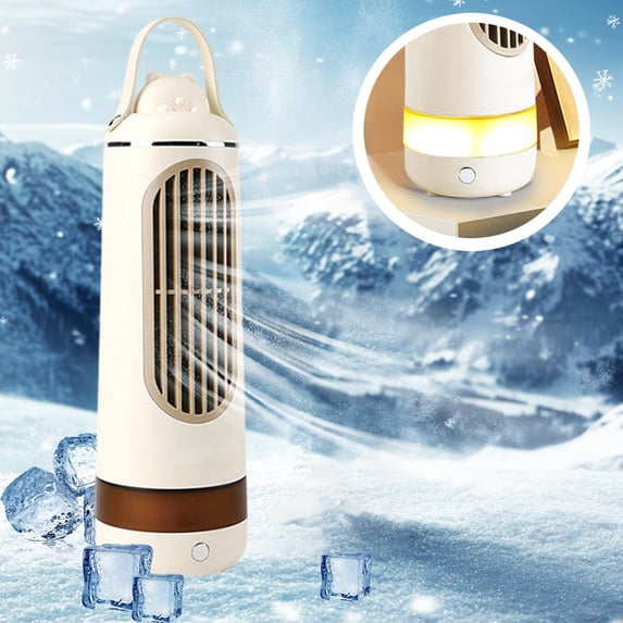Fnochy Clearance Small Portable Desktop Fan with 3-Speed Auto Oscillating Head, Night Light, Quiet USB-Powered Energy-Saving for Home Office Bedroom Use