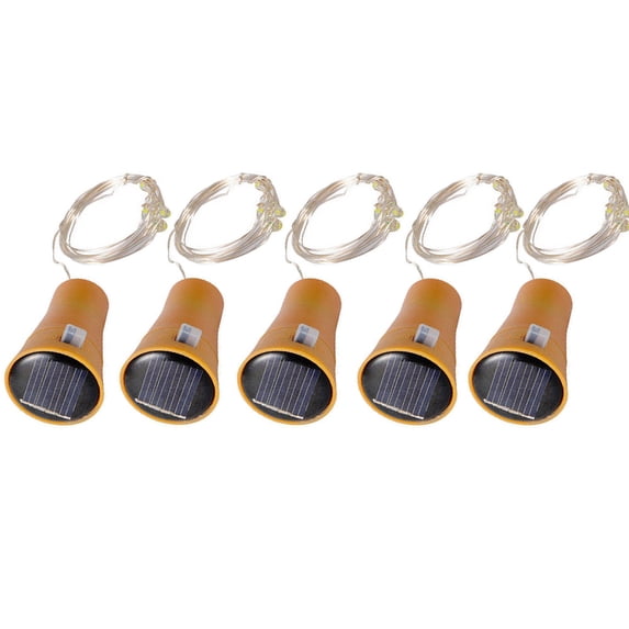 Fnochy Clearance Solar Cork Wine Bottle Lights 5 Pack, 2M 20 LED Copper Wire String, Rechargeable Battery, Flexible and Shapeable, Perfect for Indoor Outdoor Party, Garden, Romantic Decor