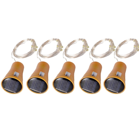 Fnochy Clearance Solar Cork Wine Bottle Lights 5 Pack, 2M 20 LED Copper Wire String, Rechargeable Battery, Flexible and Shapeable, Perfect for Indoor Outdoor Party, Garden, Romantic Decor
