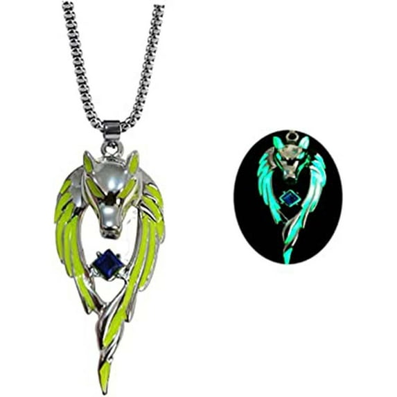 Fnochy Clearance Wolf Necklace Luminous Pendant, Retro Hip-hop Street Style, Glowing Wolf Jewelry for Men, Unique Night Light Accessory, Perfect Gift for Trendsetters