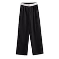 thumbnail image 1 of Fnochy Cyber of Monday Quilted Women's Pant Summer Elastic Waist Solid Color Wide Leg Loose Home Long Pants, 1 of 5