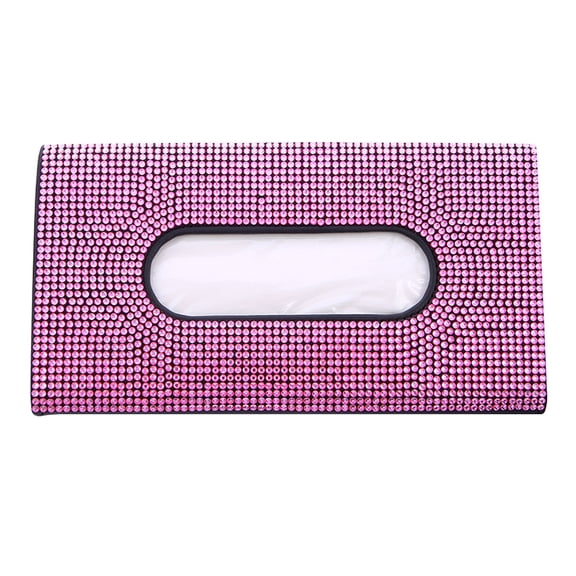 Fnochy Diamond-Encrusted Car Sun Visor Tissue Box Luxury Crystal & Leather Compact Design Easy Install Universal Fit Premium Car Accessory