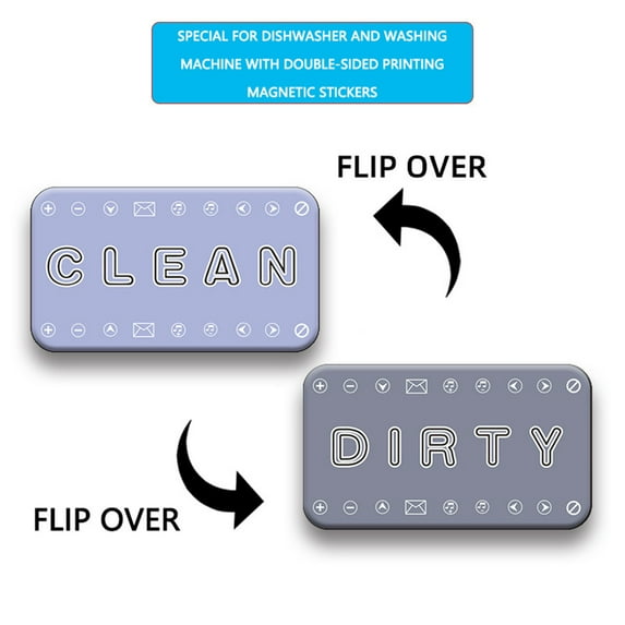 Fnochy Dishwasher Magnet Sign, Double Sided Fridge Magnet, Clean Dirty Sign, Practical Kitchen Decor, Easy Flip Magnetic Sticker for Home Organization