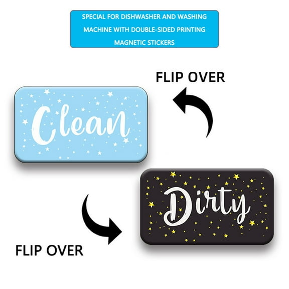Fnochy Double-Sided Dishwasher Magnet Clean Dirty Sign, Clean and Dirty Magnet for Dishwasher, Dirty or Clean Magnetic Signs, Clean/Dirty for Stainless Steel Decor, Dish Washer Sign Magnet