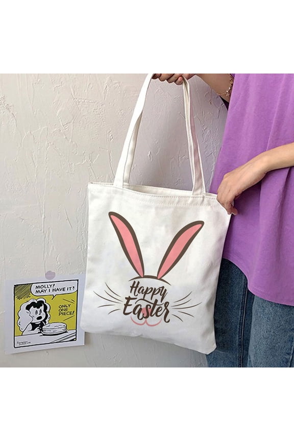 Easter Bunny Basket, Kids Gift Basket, Lightweight Canvas Tote, Reusable Easter Bag, Perfect for Egg Hunts and Parties - Ideal for All Ages!