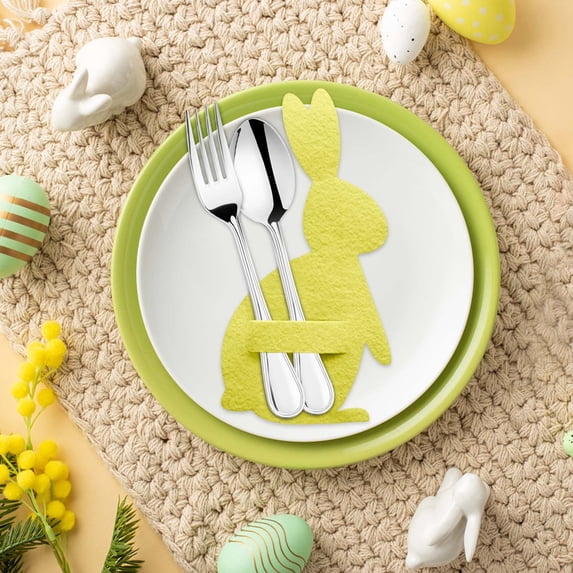 Fnochy Easter Bunny Cutlery Set, 4PC Easter Bunny Cutlery Bags, Happy Easter Table Decor, Festive Dining Accessories, Perfect for Easter Parties - Enhance Your Celebration!