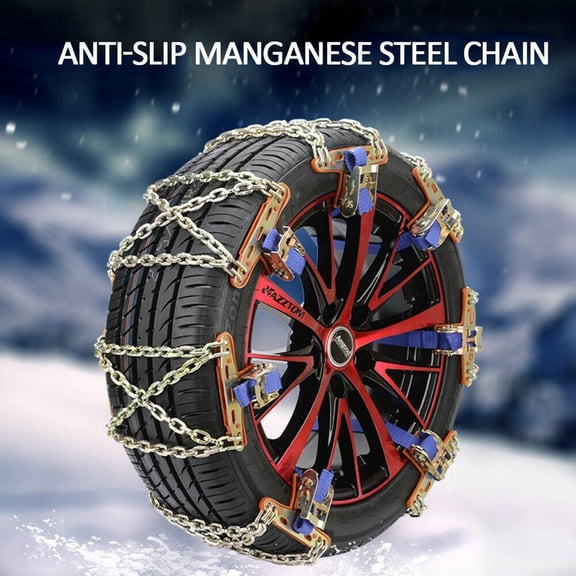 Fnochy Easy to Install Snow Chains for Car Tires, Winter Vehicle Traction Chain, Anti-Slip Drive Accessories with Quick Setup & Maximum Grip