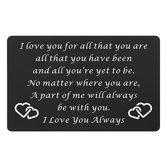 Fnochy Engraved Metal Greeting Card, Personalized Wallet Card, Permanent Etching, Thin & Durable Alloy, Unique Gift for Valentine’s Day, Wedding, Anniversary, Business Card Holder