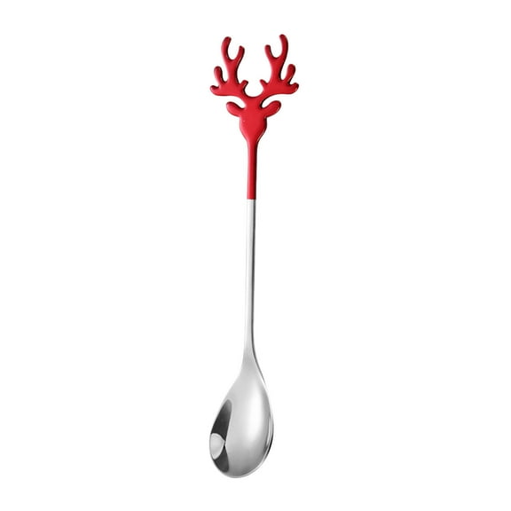 Fnochy Espresso Stirring Spoon (304) Stainless Steel Reindeer Antler Spoon, 5.51inch Tiny Spoon for Christmas Gift Coffee, Teaspoon Dessert Sugar Mixing