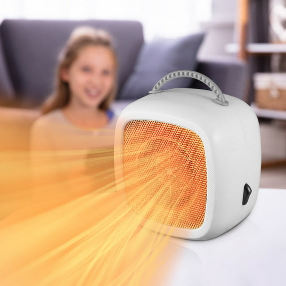 Fnochy Fan Space Heater for Home, 600W, Small Heater for Indoor Use, Mini Personal Heater for Office Desk Camping, White