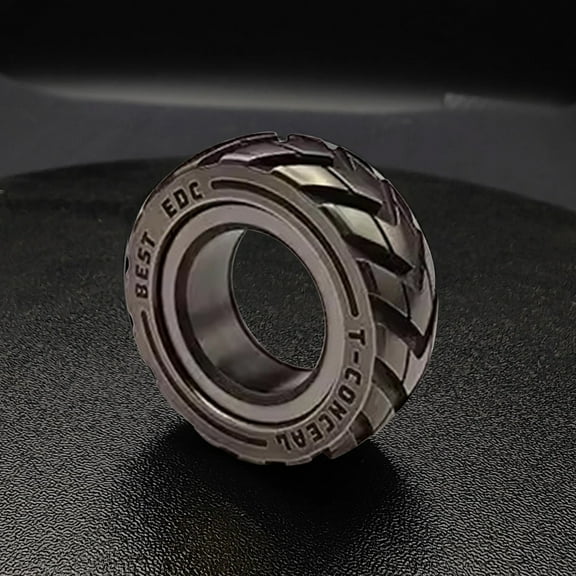 Fnochy Fidget Sliders Fidget Toys, Stress Relief for Adults Magnetic Metal ADHD, Casual Fidget Rings Haptic Coin Blocks (Tire-Upgrade) (Black)