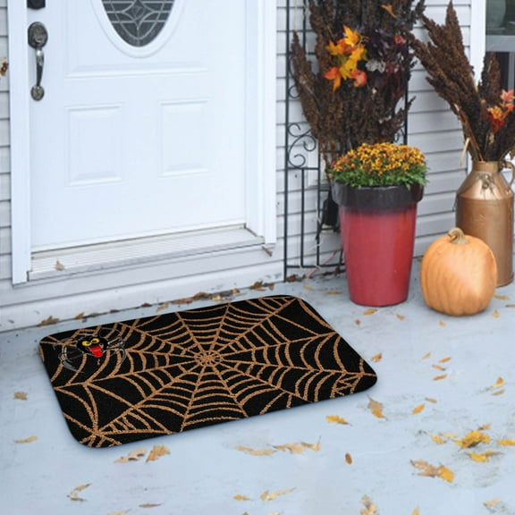 Fnochy Gothic Rug Spider Web Indoor Halloween Rug 19.7x31.5, Plush Gothic Cute Fun Halloween Bathroom Rugs Non Slip Kitchen Rug Washable, Halloween Throw Area Rugs for Front Door Porch Indoor Doormat